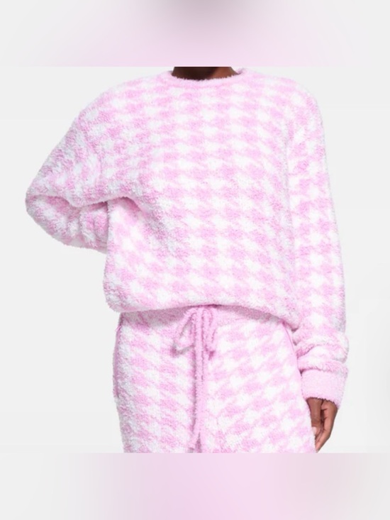 SKIMS Other - Skims Cozy Knit Pullover Sweatshirt and jogger set In Petal Houndstooth plush